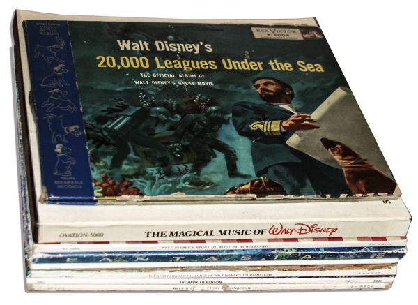 Ray Bradbury Personally Owned Lot of 10 Disney Records Including ''Haunted Mansion'' & ''20,000 Leagues'' -- Records Have Not Been Played But Appear Near Fine -- With COA From Estate