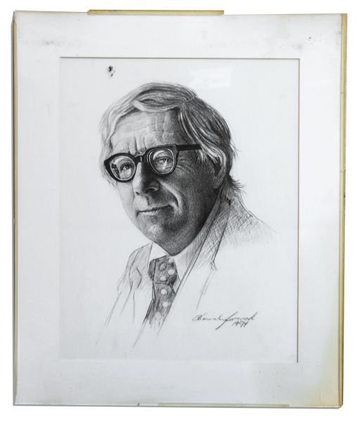 Ray Bradbury Personally Owned Portrait Sketch & Signed Limited Edition Poster Featuring His Poem, ''Then All Is Love? It Is, It Is!''