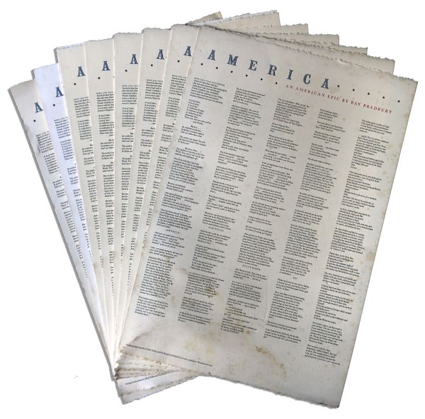 Ray Bradbury Personally Owned Lot of Presentation Posters of His Poems -- ''America'' & ''The Poet Considers His Resources''