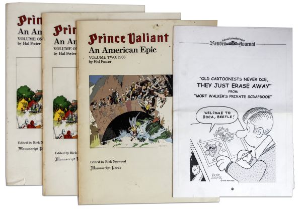 Ray Bradbury Owned Lot of 3 Giant Hal Foster ''Prince Valiant'' Comic Books & 1 National Cartoonist Society 2001 Rueben Journal -- Books Measure 17'' x 22'' -- Very Good -- COA From Estate