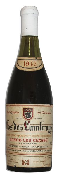Ray Bradbury Personally Owned Unopened Bottle of the Coveted 1945 Vintage Clos des Lambrays Grand Cru Classe Wine