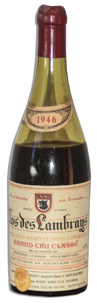 Ray Bradbury Personally Owned 1946 Clos Des Lambrays Bottle of Wine
