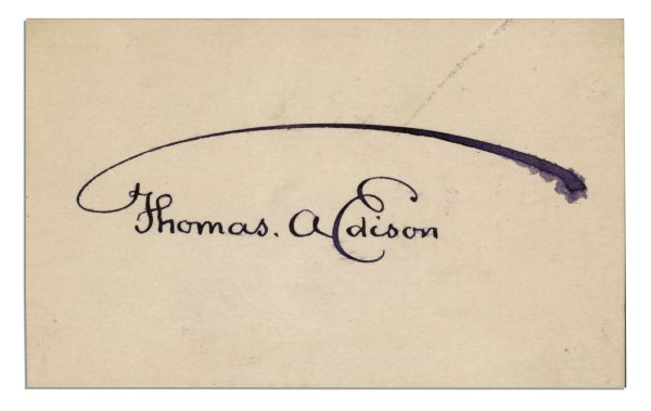 Thomas Edison Famous ''Umbrella'' Signature in Purple Ink