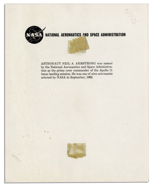 Neil Armstrong Signed 8'' x 10'' NASA Photograph