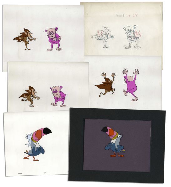 Ray Bradbury Owned Lot of 5 Animation Cels From General Mills Marketing Campaigns -- 2 of Toucan Sam & 3 of Count Chocula & Franken-Berry -- 12.5'' x 10.5'' -- Near Fine -- COA From Estate