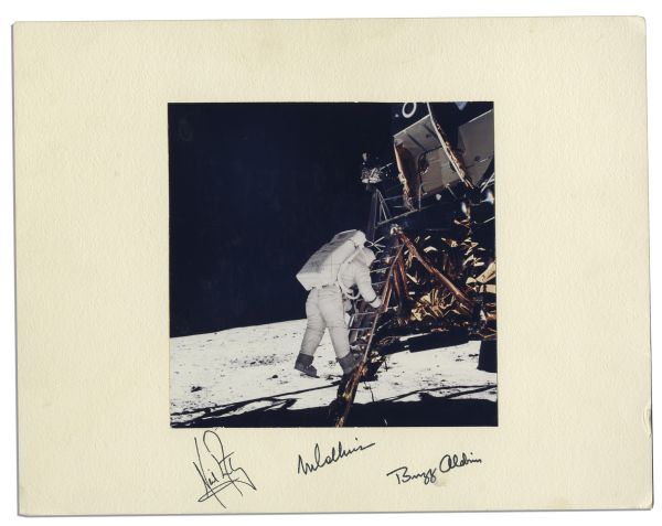 Breathtaking Apollo 11 Photo Display Signed by Neil Armstrong, Buzz Aldrin & Michael Collins -- Uninscribed