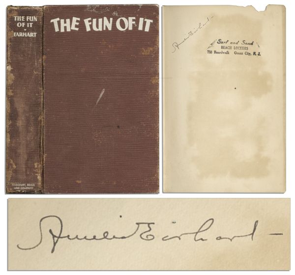 Amelia Earhart Signed ''The Fun of It'' First Edition -- With Rare Mini Record
