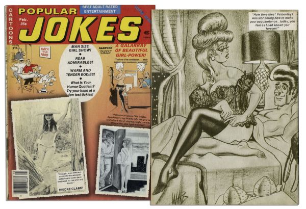 Comic Book Artist Bill Ward Signed Drawing -- Measures 13'' x 18.5'' -- Illustration Appeared on the Rear Cover of ''Popular Jokes'' Magazine in 1981