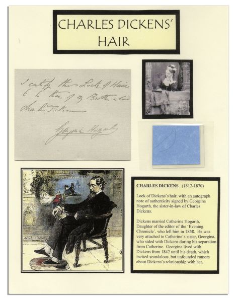 Charles Dickens Strands of Hair Obtained by Georgina Hogarth, Sister-In-Law to the Famed Author