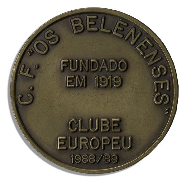 UEFA Cup Football Medal -- Given to ''OS Belenenses'' Football Club in Portugal in 1989 for Its Participation in the UEFA Cup