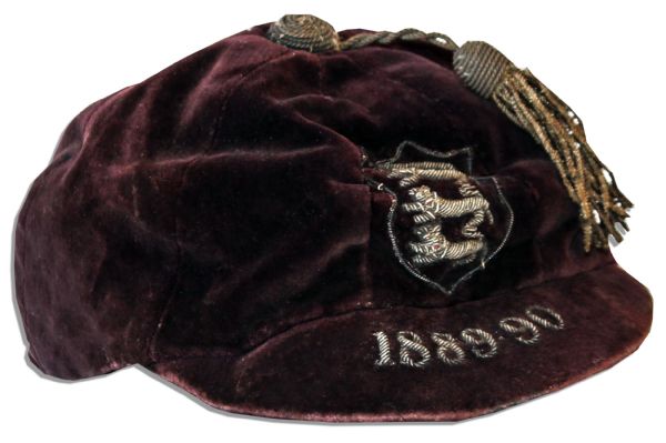 19th Century England International Cap, Embroidered With Crest & Date of 1889-90
