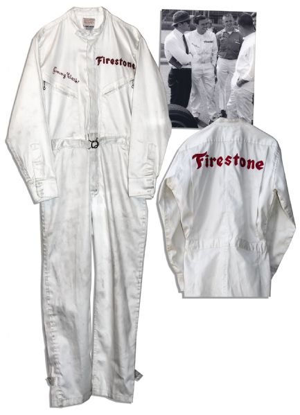 Racing Suit Worn by Racing Legend Jim Clark During the 1960's -- Accompanied by a Photo of Clark Wearing the Suit