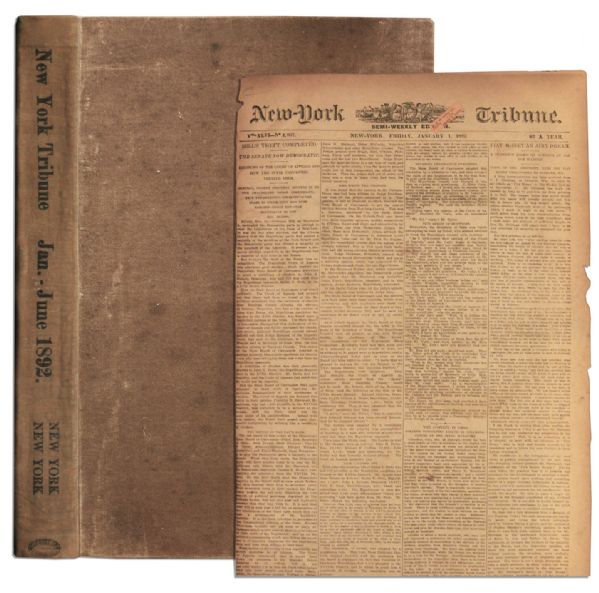 More Than 50 ''New York Tribune'' Newspapers from 1892 -- Bound Complete Six Month Run -- With News on Prohibition, Women's Suffrage & Chicago World's Fair