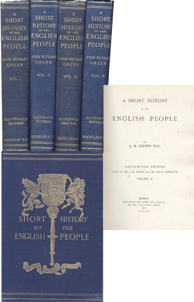 ''A Short History of the English People'' by John Richard Green --1902 -- Rare Four Volume Illustrated Edition