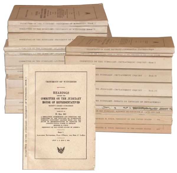 Richard Nixon Impeachment Book Set -- 25 Volume Set Containing Transcripts of the Hearings & a Report Volume in the Case Against the President
