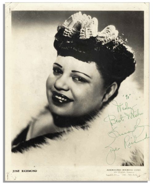 June Richmond Signed 8'' x 10'' Photo -- Signed ''To Wesley / Best Wishes / Sincerely, June Richmond'' -- Creasing to Margins, Very Good Condition