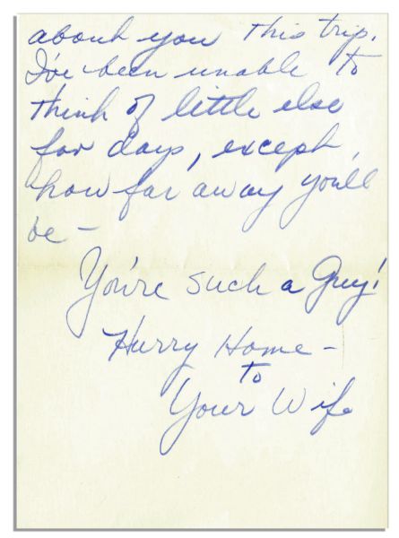 Lucille Ball Handwritten Letter -- ''...I'm going to miss you - so much more than you know...I've been unable to think of little else for days, except how far away you'll be...''
