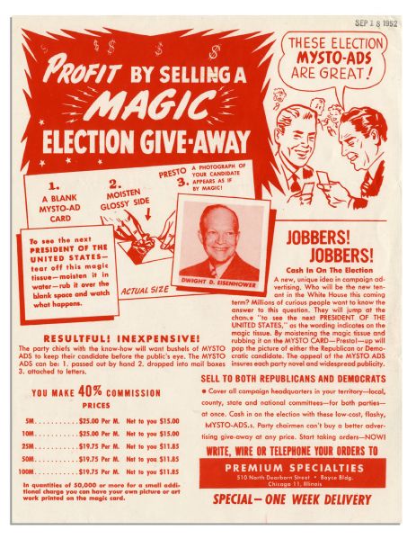 Lot of President Eisenhower Campaign Memorabilia From 1952-1954 -- Includes Centennial Celebration of Republication Party, ''From Abe to Ike!''