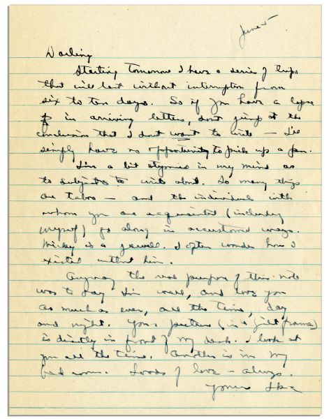 Eisenhower WWII Autograph Letter Signed -- ''...I have a series of trips that will last without interruption from six to ten days...as to subjects to write about. So many things are taboo...''