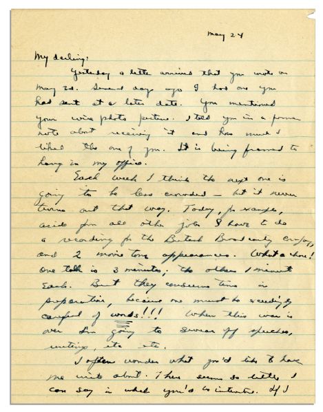 Dwight Eisenhower WWII Autograph Letter Signed -- 2 Weeks Before D-Day: ''...one must be exceedingly careful of words!!! When this war is over I'm going to swear off speeches, writings, etc...''