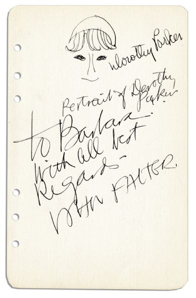 Dorothy Parker's Signature & Self-Portrait Sketch
