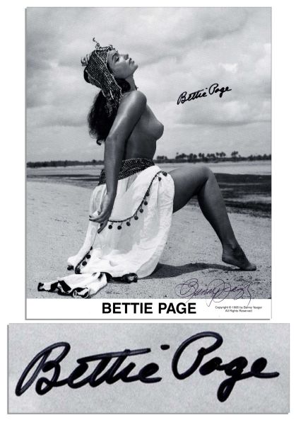 ''Queen of Pin-Ups'' Bettie Page 8'' x 10'' Risque Signed Photo -- Also Signed by Photographer Bunny Yeager