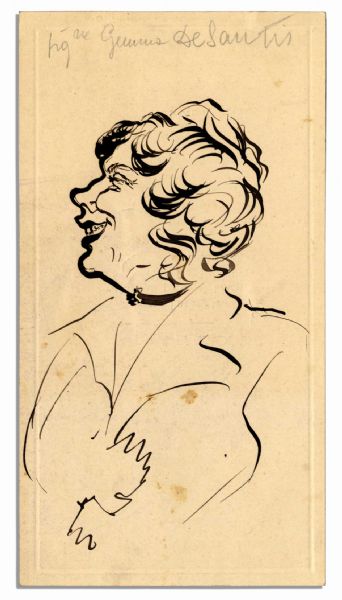 Art by Turn-of-The-Century Opera Great Enrico Caruso -- Bust Caricature Sketch