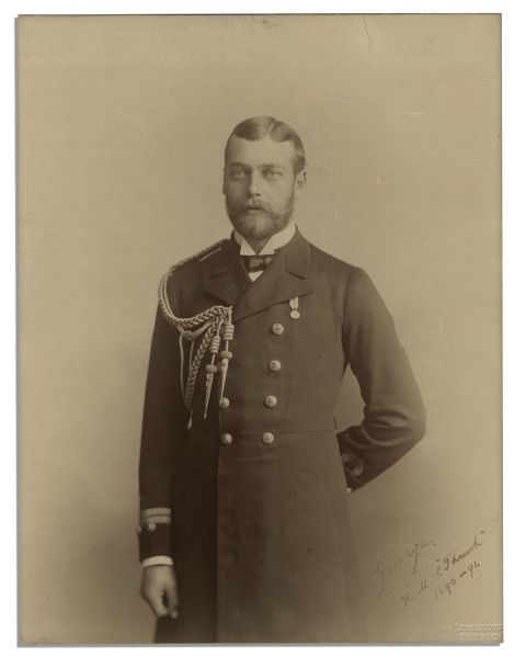 Early Signed Photo of King George V -- The Future King Is Here Dressed in His Royal Naval Uniform