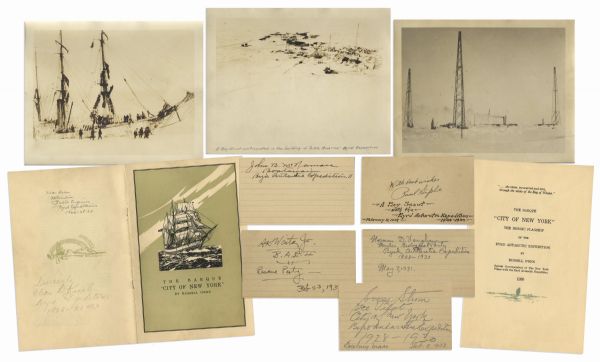 Stunning Archive of Admiral Byrd's First & Second Antarctic Expeditions -- Photos, Explorer Signatures & First Edition Booklet About Their Ship, ''City of New York''