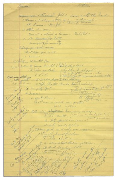 Richard Nixon Handwritten Page of Notes -- For a Campaign Speech With Content on Vietnam and the 1968 Election: ''Dems Divided...Bobby & Hubert''
