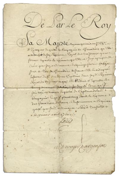 Louis XV Document Signed Circa 1750