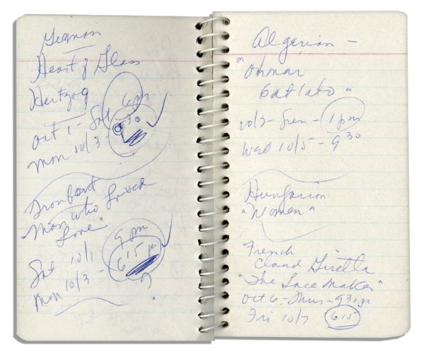 Captain Kangaroo's Notebook Filled With His Hand Notes -- Including Notes on His Visit With ''Ruth Gruber'', the Famed American Activist