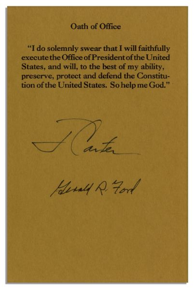 Oath of Office Slip Signed by Jimmy Carter & Gerald Ford