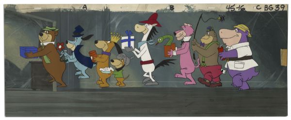 Ray Bradbury's Own Hanna-Barbera Animation Cel Featuring 8 Characters -- Including Yogi Bear, Snagglepuss & Huckleberry Hound