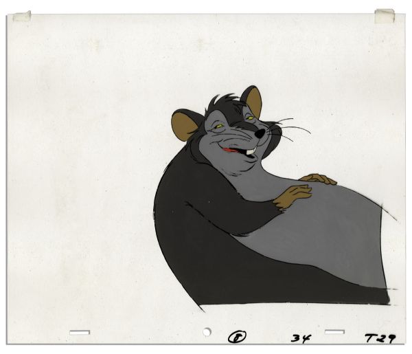 Ray Bradbury Owned Cel From the 1973 Hanna-Barbera Film ''Charlotte's Web'' -- Templeton The Rat -- Measures 12.5'' x 10.5'' -- Chipping to Black Outline, Else Near Fine -- COA From Estate
