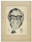 Ray Bradbury Portrait by Comic Artist Milton Caniff -- Personally Owned by Bradbury