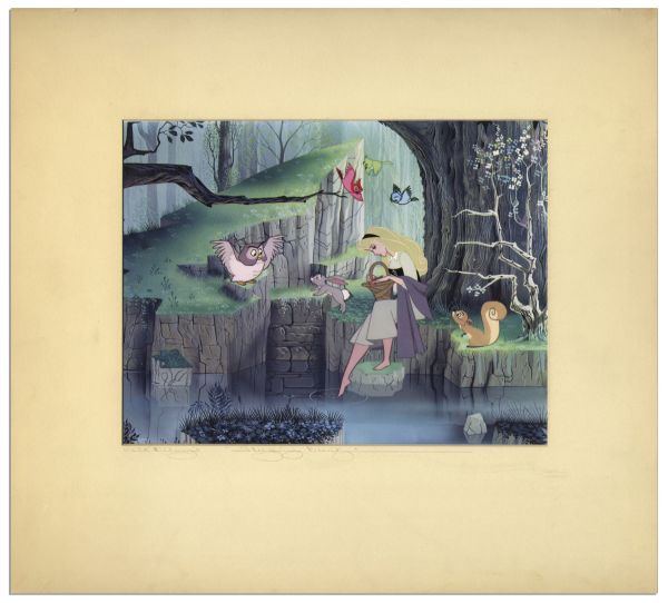 Ray Bradbury Personally Owned Reproduction Cel From ''Sleeping Beauty'' -- Disney COA to Verso -- Matted to 17'' x 15.5'' -- Near Fine -- With COA From Estate