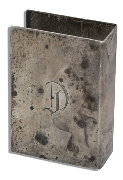 Marlene Dietrich Personally Owned ''D'' Engraved Silver-Plated Match Box