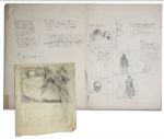 Ray Bradbury Personally Owned Pair of Joseph Mugnaini Sketches for His Novel The Halloween Kite & Short Story The Wilderness of Stars