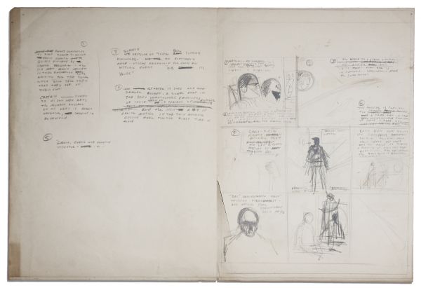 Ray Bradbury Personally Owned Pair of Joseph Mugnaini Sketches for His Novel ''The Halloween Kite'' & Short Story ''The Wilderness of Stars''