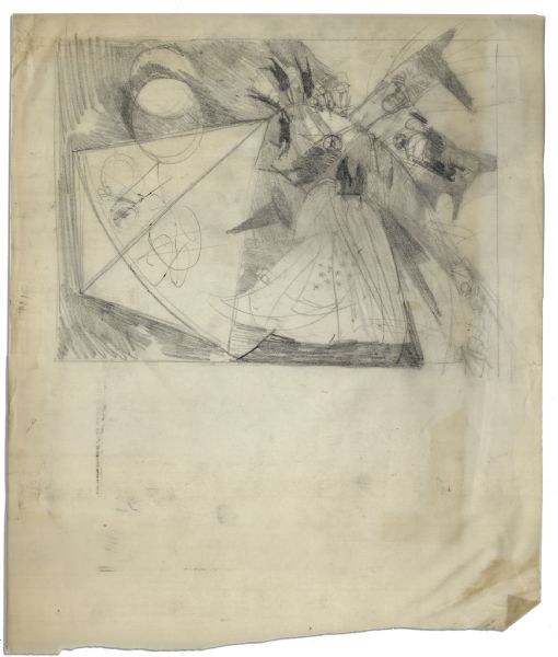 Ray Bradbury Personally Owned Pair of Joseph Mugnaini Sketches for His Novel ''The Halloween Kite'' & Short Story ''The Wilderness of Stars''