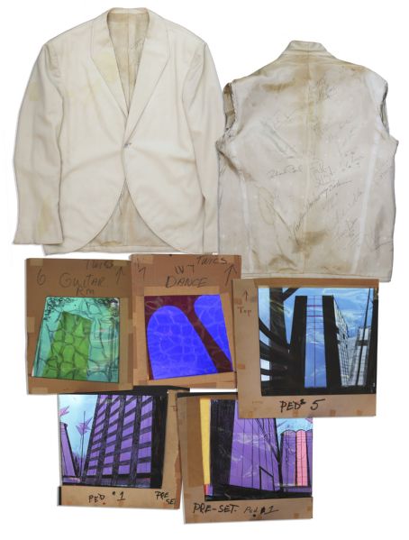 Ray Bradbury Personally Owned Suit Jacket & Projection Slides From ''The Wonderful Ice Cream Suit'' -- Jacket is Signed Upon the Lining by the Cast