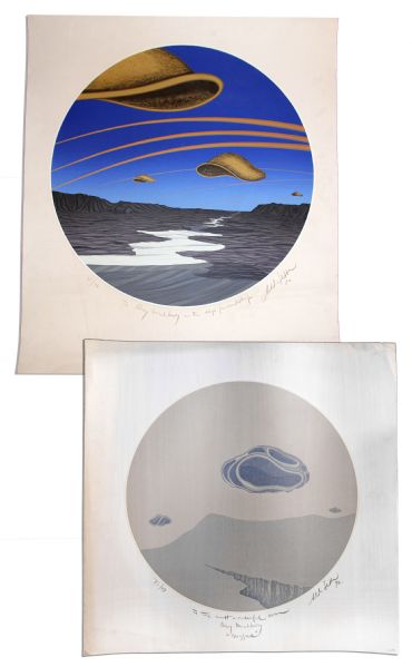 Ray Bradbury Personal Collection of Two Signed Aldo Sessa Silkscreen Prints
