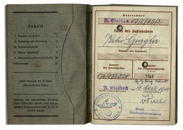 German Nazi Identification Books -- For Two Luftwaffe Pilots