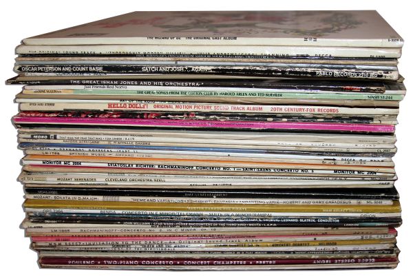 Ray Bradbury Personal Collection of 55+ LPs -- Various Musicals and Film Soundtracks, ''Hello Dolly'', ''The Wizard of Oz'', John Williams Classical -- Near Fine -- With COA From Estate