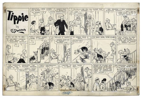 Lot of 8 Pieces of Comic Art -- Tippie, Far Frontier, Sun & Sand, Alley Oop, a Comic by Al Smith & Drawing by Michele -- From Ray Bradbury's Personal Collection