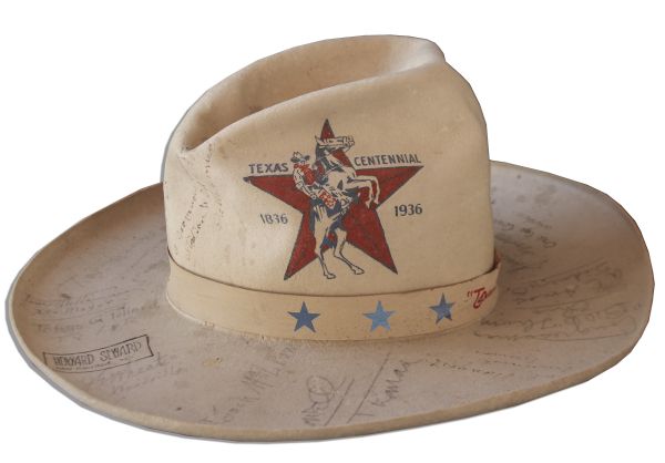 Texas Centennial Hat Signed by a Plethora of Democratic Politicians & Other Public Figures -- Including Hattie Caraway, The First Woman Elected to the Senate, Roy Rogers & Lowell Thomas