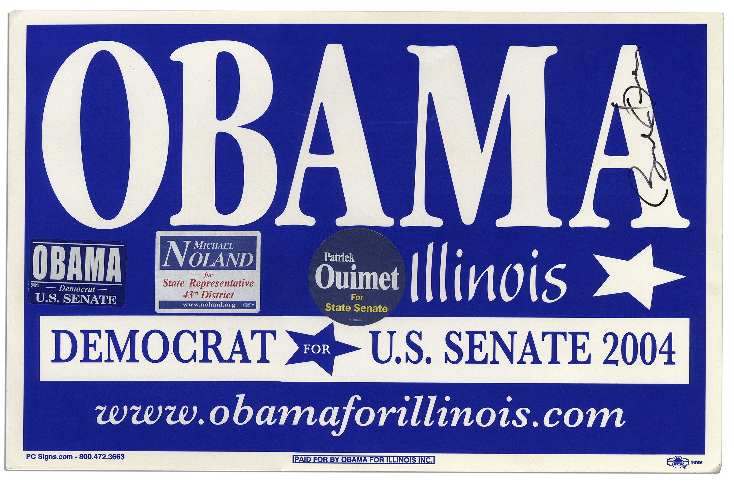3 x 2" Democrat Barack Obama 2004 Illinois U.S Senate lapel sticker 