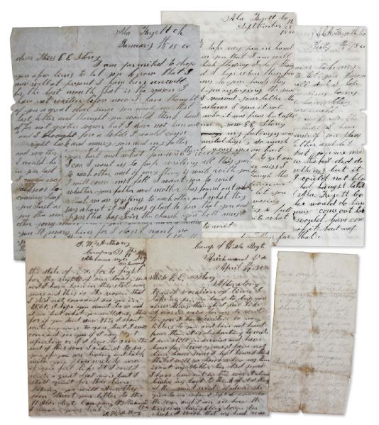 Lot of 5 Confederate Letters From KIA Soldier, James W. Anthony of the 11th Alabama -- 1 Civil War Dated Letter -- ''...I volunteered...to fight for the rights of our lovely south...''