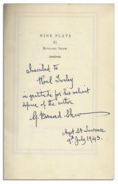 George Bernard Shaw's ''Nine Plays'' Signed